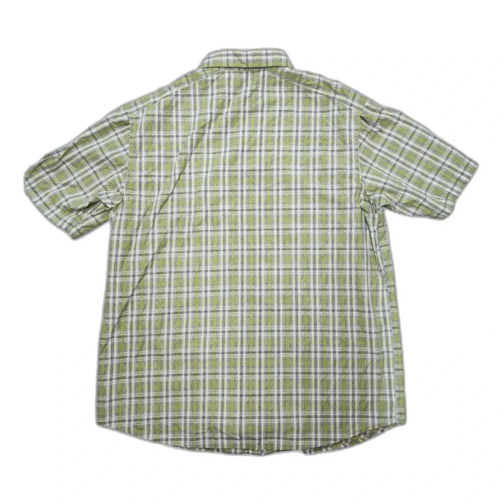 Columbia Men's Fishing Breathable Mesh button up Shirt Green Plaid Size L